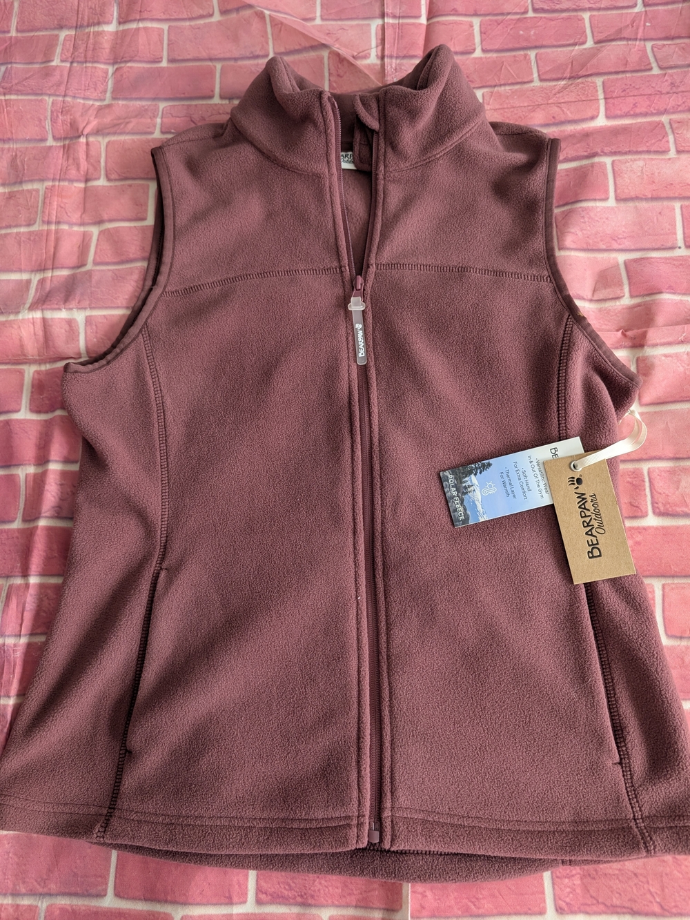 Bearpaw Women's Mauve Fleece Vest - Sleeveless Zip Front